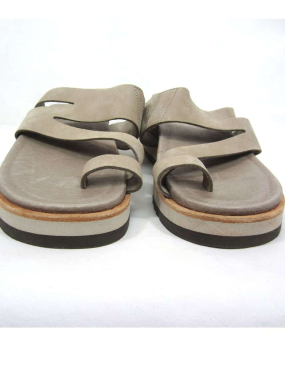 Merrell Womens Sz 5 NEW Moon Sandals Toe Ring Leather Beige Tan Taupe Platform - Picture 7 of 10